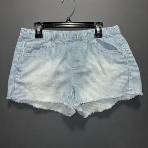 Aerie Chambray Striped Pull On Denim Shorts Womens Small
